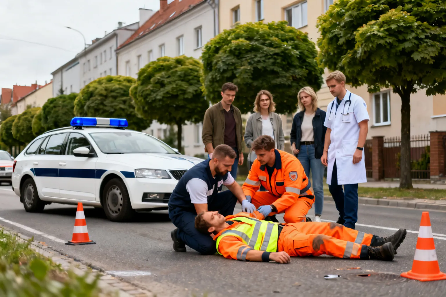 Potrącenie pracującego przy drodze w Kartuzach
